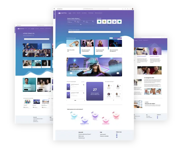 maquette de démo d'un intranet sharepoint et mozzaik 365